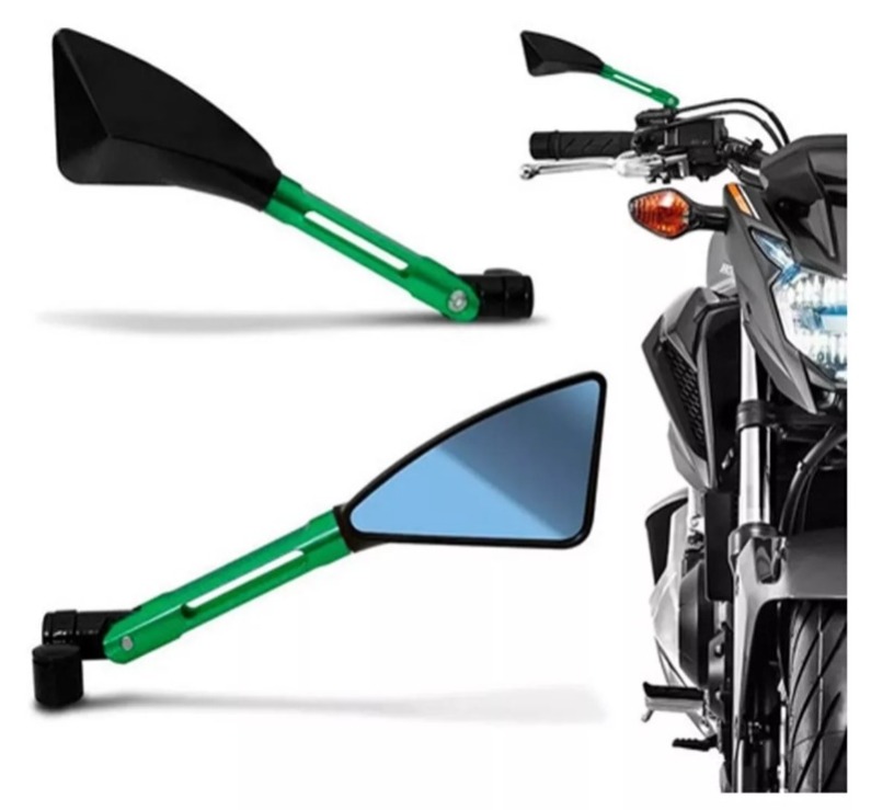 Retrovisor Moto Esportivo Verde - WR MOTO IMPORT